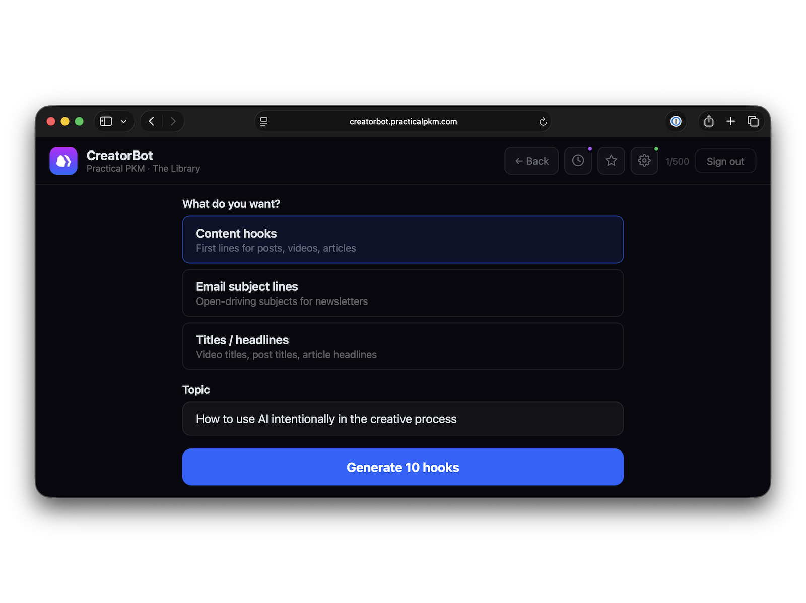 Hooks, subject lines & titles on demand